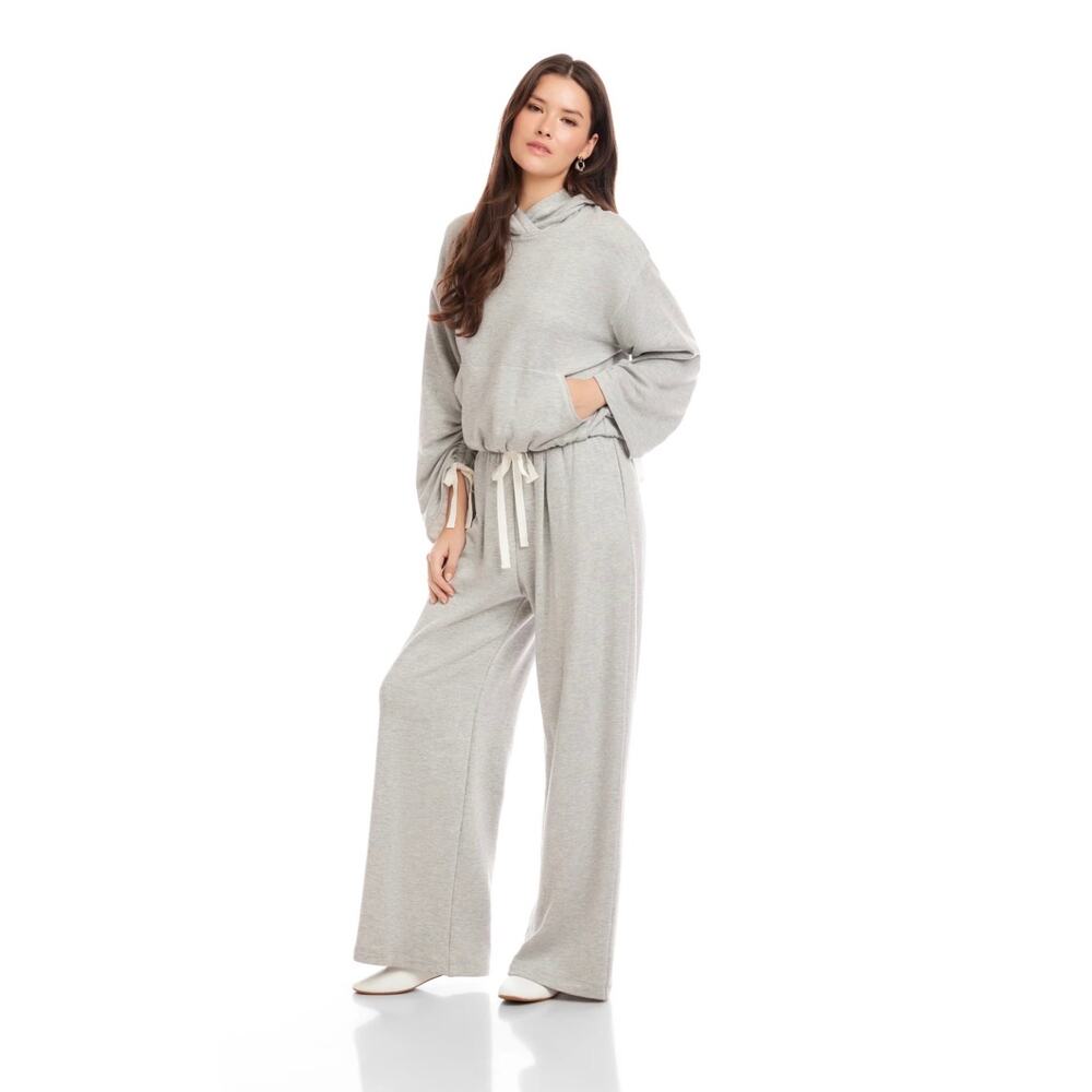 Fifteen Twenty Makenna Bubble Sweatshirt and Lani Pants in Light Heather Grey S